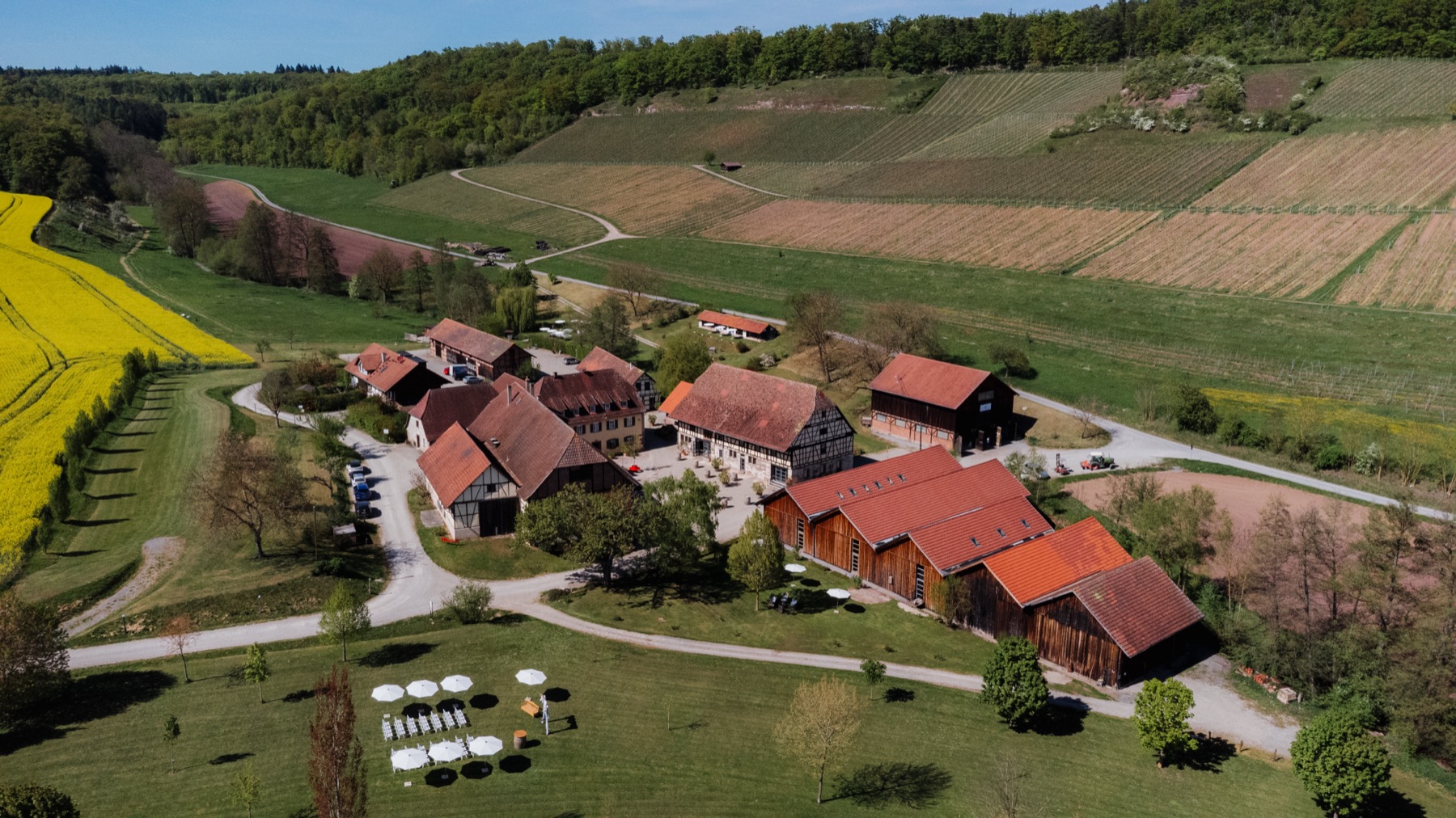 Weingut Steinbachhof aus der Vogelperspektive – Hochzeitslocation im Raum Stuttgart und Ludwigsburg